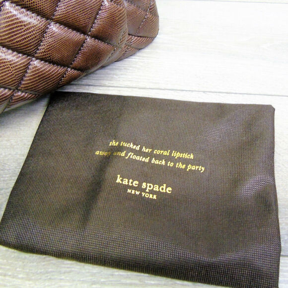 NEW Kate Spade NewYork French Grey Quilted LEATHER HANDBAG Lizard Purse Campbell - Picture 6 of 7